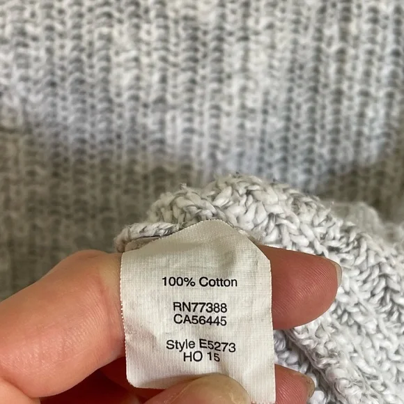 Madewell Light Gray Cotton Crew Neck Sweater with Textured Knit Flowy Coverup - Picture 6 of 9